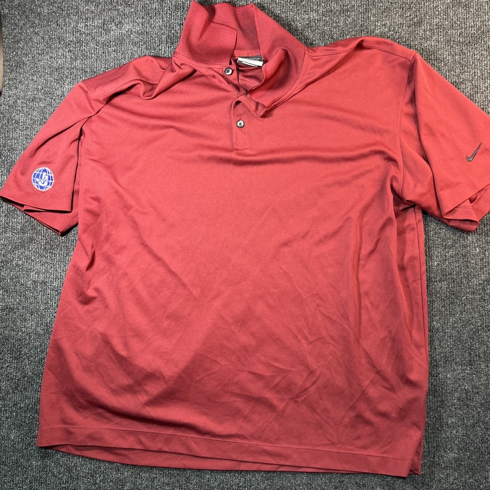 Nike Golf Polo Shirt Men X-Large Red Dri Fit Solid Golf Performance Polyester